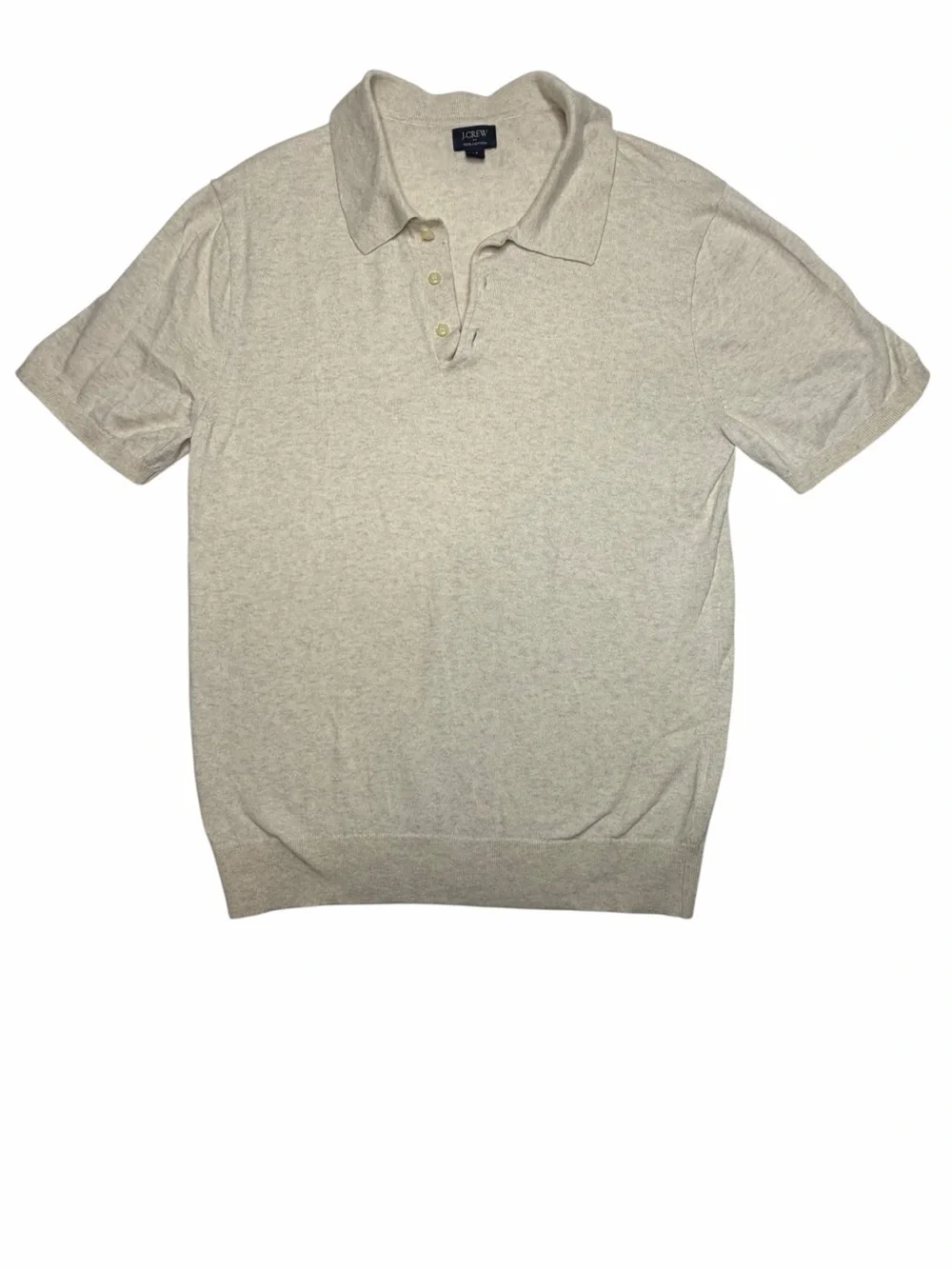 J.Crew 100% Cotton Sweater Polo |‎ Cream/Oatmeal | Size Medium